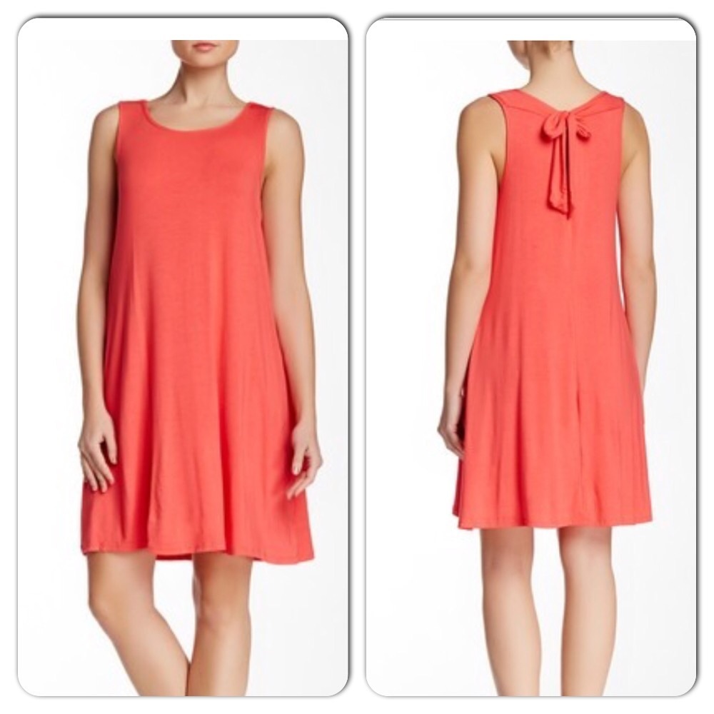 bobeau-bow-back-knit-shift-dress CORAL